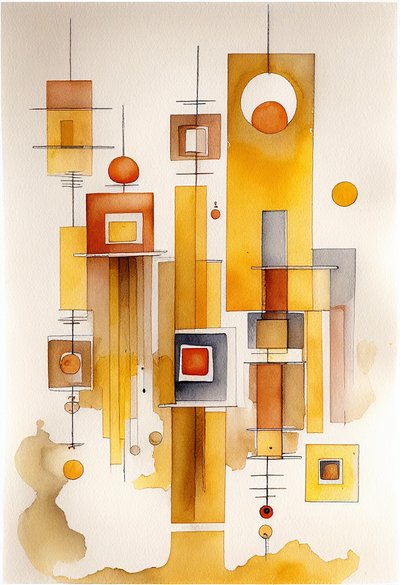 Acuarela abstracta, Abstracción geométrica de F. Abderrahim