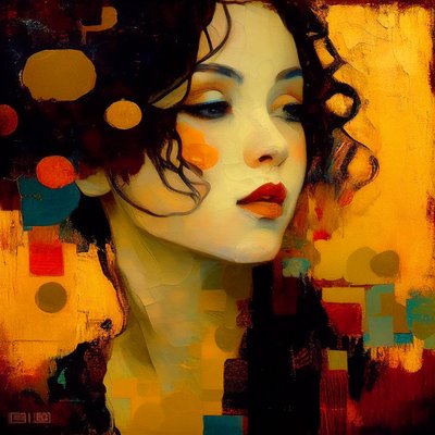 Retrato femenino abstracto, belleza mujer atractiva, Arte imprimible de F. Abderrahim