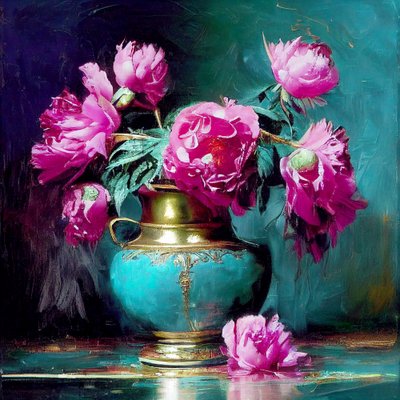 Pintura abstracta de flores con rosa intenso, Wall Art | Impresiones en lienzo de F. Abderrahim