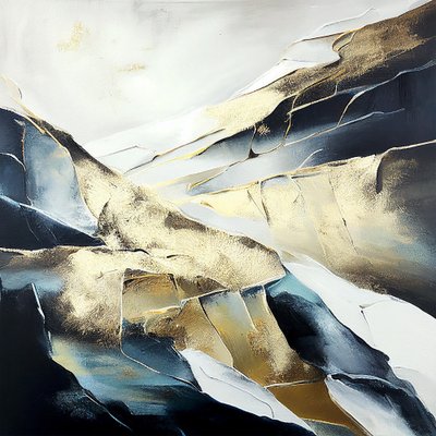 Formas abstractas en colores dorados, impresión de Arte mural bajo demanda de F. Abderrahim