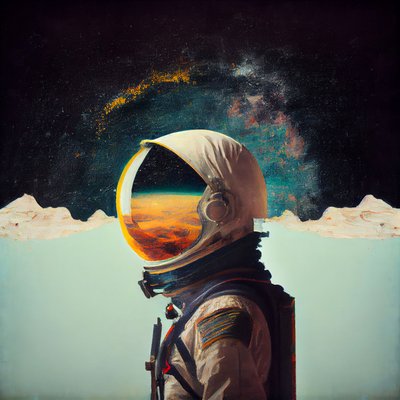 Pintura abstracta astronauta solitario en el espacio, impresiones de arte de la pared de F. Abderrahim