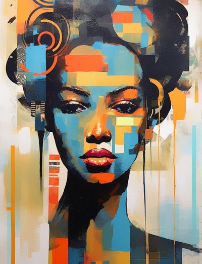 Abstracto mujer negra moderna, retrato abstracto, Wall Art | Impresiones en lienzo de F. Abderrahim