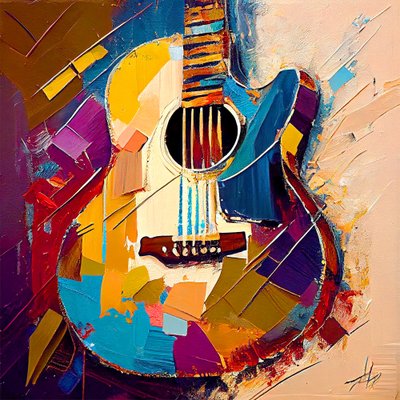 Arte musical abstracto, cuadro guitarra eléctrica a todo color, impresiones en lienzo de F. Abderrahim