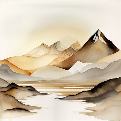 Abstracto suave paisaje natural, acrílico montañas, pared Impresiones artísticas de F. Abderrahim