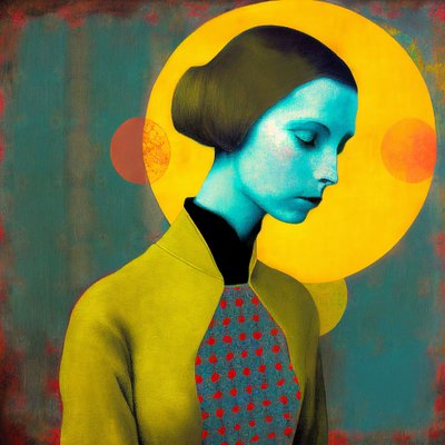 Pintura abstracta de la cara de la mujer en la meditación, Impresiones en lienzo, Wall Art | Impresiones en lienzo de F. Abderrahim