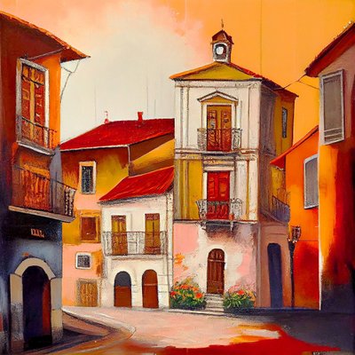 Hermosas pinturas Vintage de pueblo antiguo en colores de tonos cálidos, Impresiones en lienzo de F. Abderrahim