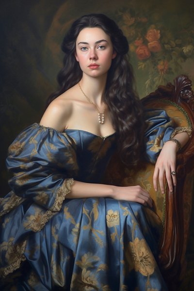 Hermosa dama, Pintura retrato vintage | Impresiones en lienzo de F. Abderrahim