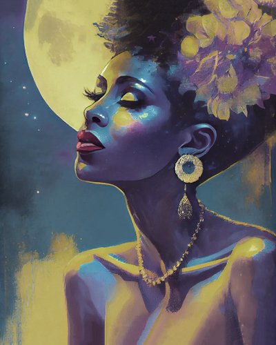 Hermosa dama, Pintura retrato Vintage | Impresiones en lienzo por encargo de F. Abderrahim