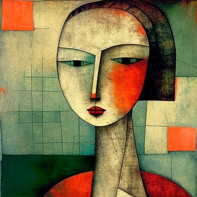 Ojos de Misterio: Abstract Figurative Surrealism Lady Portrait de F. Abderrahim
