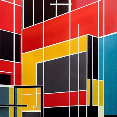 Pintura sobre lienzo de formas arquitectónicas geométricas, impresiones de arte mural de F. Abderrahim