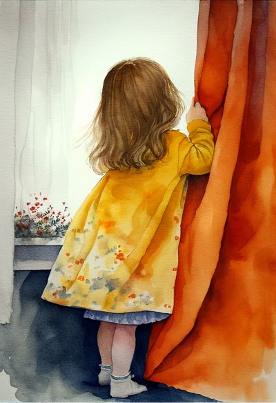 Niña jugando a esconderse, Wall Art | Impresiones en lienzo de F. Abderrahim