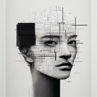 Minimalismo Dibujo de cara humana, impresiones artísticas por encargo de F. Abderrahim