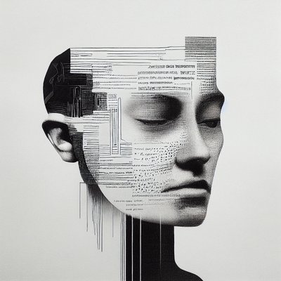 Minimalismo Hombre Pintura de cara, pared Impresión de arte bajo demanda de F. Abderrahim