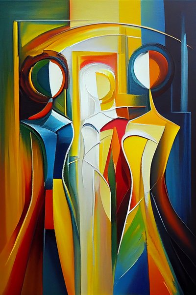 Pintura al óleo abstracta moderna, silueta de mujer, impresión mural de Arte bajo demanda de F. Abderrahim