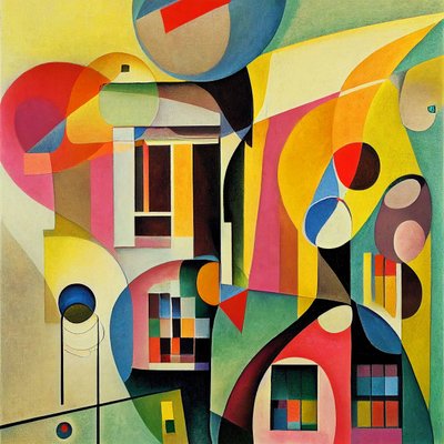 Formas geométricas abstractas multicolor, Impresiones en lienzo de F. Abderrahim