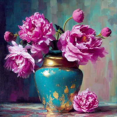 Pintura de flores rosas, arte botánico abstracto, pared Impresión de arte por encargo de F. Abderrahim