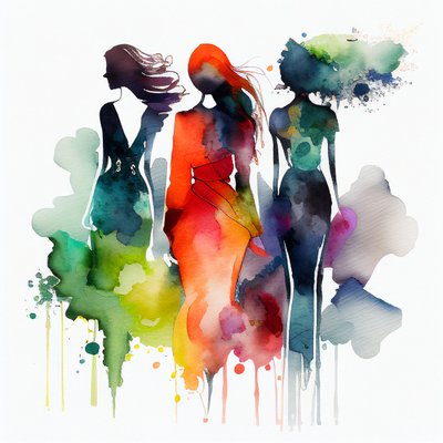 Acuarela chica de moda pintura, Blue Misty y fondo blanco, Wall Art Prints de F. Abderrahim