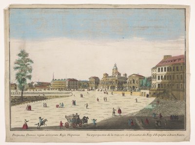 Vista del Palacio del Buen Retiro en Madrid
Vista y perspectiva de la casa de recreo del Rey de España en el Buen Retiro (título en el objeto) de familie Remondini (attributed to)