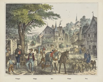 Villaggio. / Pueblo. / Dorf. / Village. / Pueblo (título en el objeto) de firma Joseph Scholz