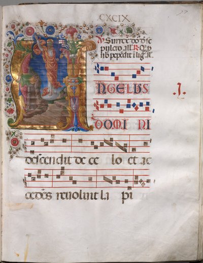 Antifonario: Inicial A, Resurrección de follower of Girolamo da Cremona