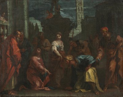 Cristo y la mujer sorprendida en adulterio de follower of Sebastiano Ricci