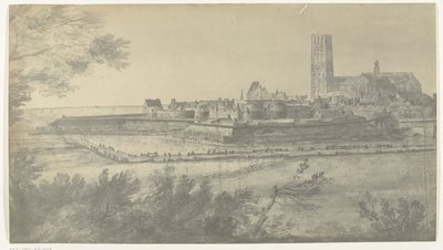 Vista de Harderwijk, 1672 Fotos de dibujos de la invasión francesa de los Países Bajos en 1672 por Adam Frans van der Meulen conservados en la Manufacture des Gobelins (título de la serie) de frères Moreau