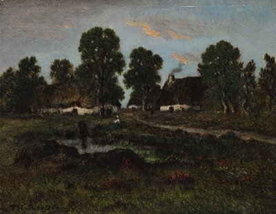 Cabañas cerca de Larchant de imitator of Théodore Rousseau