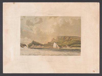 Bahía de Caracas Curazao. Bahía de Caracas (título sobre objeto) West Indies (título de la serie sobre el objeto) Vistas desde las Indias Occidentales de los Países Bajos (título de la serie) de jonkheer Jacob Eduard van Heemskerck
