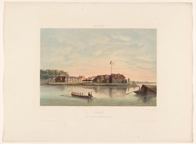 Fuerte Zeelandia en Paramaribo Surinam. Vista de Fort Zelandia en Paramaribo (título sobre objeto) de jonkheer Jacob Eduard van Heemskerck