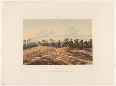 sabana judía Sabana judía. Vista de la sinagoga y el cementerio desde el costado del Cordonpad militar (título sobre el objeto) de jonkheer Jacob Eduard van Heemskerck