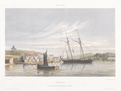Muelle para buques de guerra en el puerto de Curaçao Vistas desde las Indias Occidentales de los Países Bajos (título de la serie) de jonkheer Jacob Eduard van Heemskerck