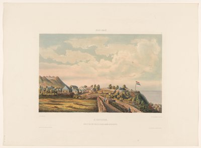 San Eustaquio San Eustaquio. Vista de Fort Oranje, el cráter, tomada de la rectoría (título sobre el objeto) de jonkheer Jacob Eduard van Heemskerck