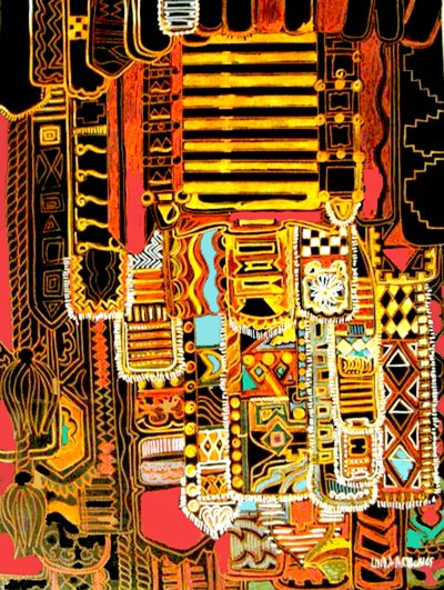Motivo aborigen, 2014 (técnica mixta) de linda arthurs