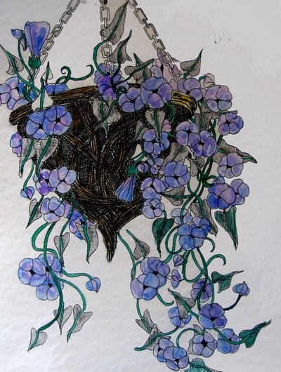 Flores colgantes, 2014 (acuarela, tinta) de linda arthurs