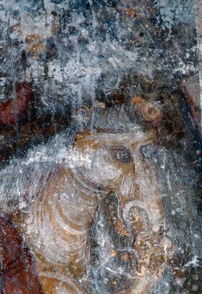 Caballo, fresco en la iglesia de Agia Paraskevi, Anisaraki, Creta, Grecia de Theodore Charles Ange Coquelin