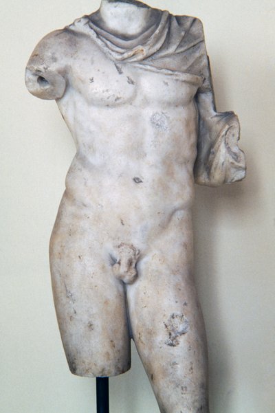 Figura masculina, estatua romana del original griego, civilización romana de Theodore Charles Ange Coquelin
