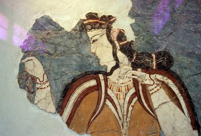 Fragmento de fresco con figura femenina, de Micenas, Grecia, civilización micénica de Unbekannt Unbekannt