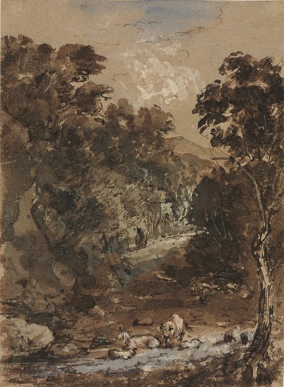 Paisaje con animales de granja de probably by the so called Premier Engraver