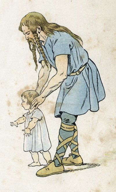 Un galo con su hijo. en “Francia, su historia contada por G. Montorgueil, ilustrada por Job” 1896. Colección privada. de pseudonym for Onfray de Breville Jacques Job