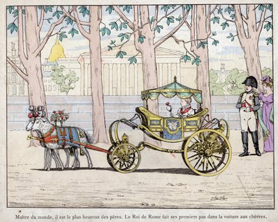 Emperador Napoleón I Bonaparte (1769-1821) con su hijo el Príncipe Napoleón Francisco Carlos José Bonaparte, quien se convirtió en el rey de Roma Napoleón II también llamado más tarde el Aiglon - Napoleón observando al Rey de Italia (Napoleón II) dando sus de pseudonym for Onfray de Breville Jacques Job