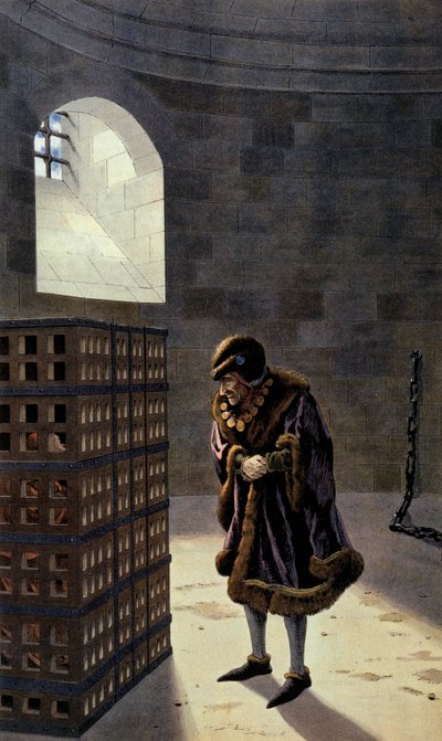 El rey francés Luis XI visita al cardenal Jean de la Balue en prisión de pseudonym for Onfray de Breville Jacques Job