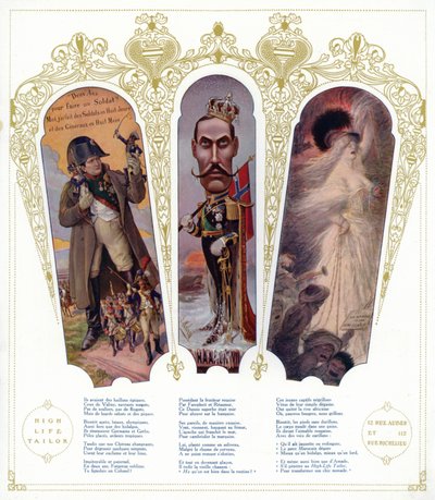 Entrenamiento militar francés, caricatura del Rey Haakon VII de Noruega y inmigrantes marroquíes en Francia de pseudonym for Onfray de Breville Jacques Job