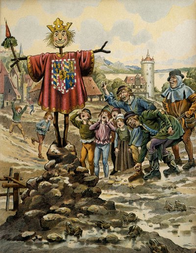 Historia de Francia en la Edad Media: los habitantes de Dinant hicieron un espantapájaros con los brazos del Conde de Charolais (entonces Carlos el Temerario) que asaltó la ciudad el 25 de agosto de 1466. Ilustración de Jacques Marie Gaston Onfray de Brevi de pseudonym for Onfray de Breville Jacques Job