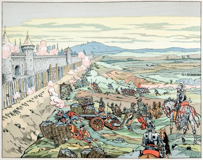Ilustración del libro "Le bon roy Henri", ilustrado por Jacques Marie Gaston Onfray de Breville dit JOB (1858-1931): Enrique IV asalta el faubourg de París en 1590 - Colección privada de pseudonym for Onfray de Breville Jacques Job