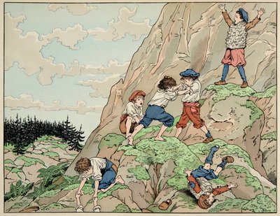 Ilustración del libro "Le bon roy Henri", ilustrado por Jacques Marie Gaston Onfray de Breville dit JOB (1858-1931): Infancia de Enrique IV con los campesinos - Colección privada de pseudonym for Onfray de Breville Jacques Job