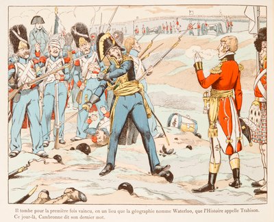 Jacques Marie Gaston Onfroy de Breville, conocido como JOB (1858-1931) - En Waterloo, Cambronne contra los ingleses pidiéndole que se rinda en 1815. Colección privada de pseudonym for Onfray de Breville Jacques Job