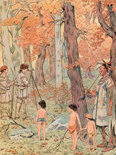 Jacques Marie Gaston Onfroy de Breville, conocido como JOB (1858-1931) - A los dieciséis años, George Washington se convirtió en agrimensor y cartografió las tierras al oeste de las Montañas Blue Ridge. Colección privada de pseudonym for Onfray de Breville Jacques Job