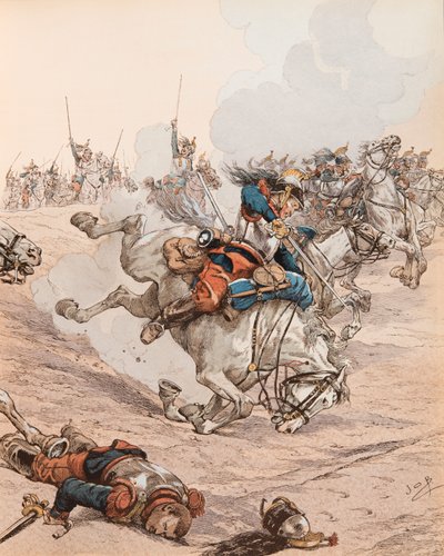 Carga de los acorazados en la Batalla de Reichshoffen (o Fröschwiller Woerth) en 1870 de pseudonym for Onfray de Breville Jacques Job