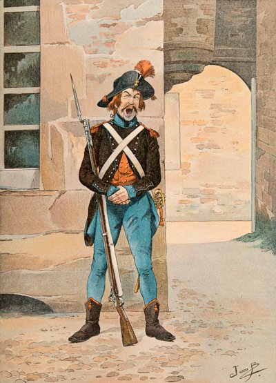 Jacques Marie Gaston Onfroy de Breville, conocido como JOB (1858-1931) - Tropas francesas en todo momento: 1ª legión de los francos (1796). Colección privada de pseudonym for Onfray de Breville Jacques Job