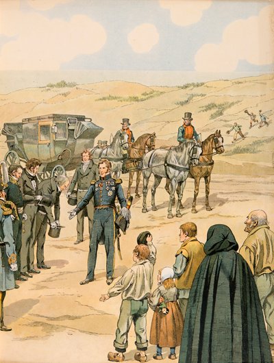 Jacques Marie Gaston Onfroy de Breville dit JOB (1858-1931) - Historia de Bélgica: Leopoldo I (1790 - 1865) Príncipe de Sajonia Coburgo - Gotha es recibido en La Panne por las autoridades belgas el 17 de julio de pseudonym for Onfray de Breville Jacques Job